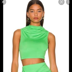 Camila coelho pixie high neck tank top lime green L bamboo spandex blend